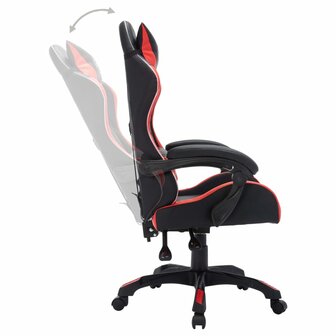 Racestoel met RGB LED-verlichting kunstleer rood en zwart 5