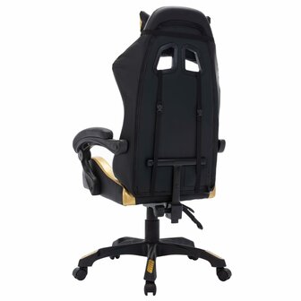 Racestoel met RGB LED-verlichting kunstleer goudkleurig en zwart 6