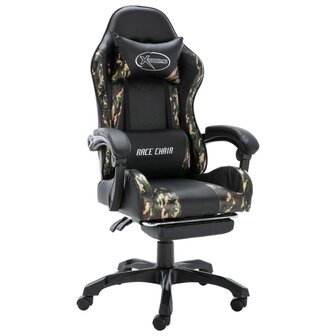 Racestoel met voetensteun kunstleer zwart en camouflage 1