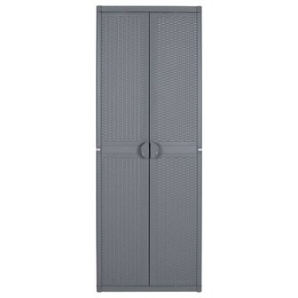Tuinkast 65x45x172 cm PP rattan grijs 2