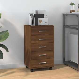 Ladekast met wieltjes bewerkt hout bruineiken 1