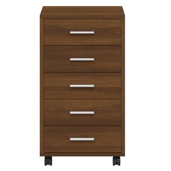 Ladekast met wieltjes bewerkt hout bruineiken 6