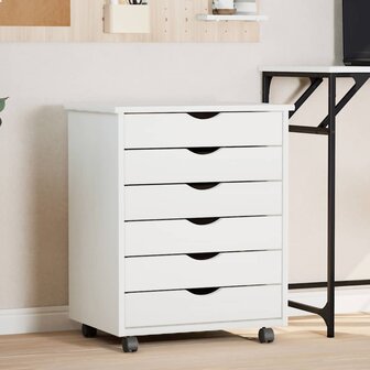 Ladekast MOSS verrijdbaar massief grenenhout wit 1