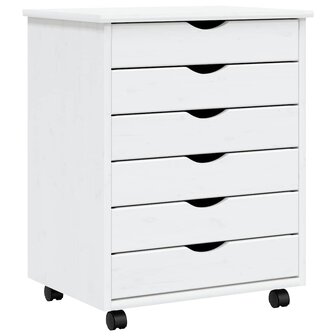 Ladekast MOSS verrijdbaar massief grenenhout wit 2