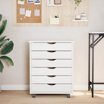 Ladekast MOSS verrijdbaar massief grenenhout wit 3