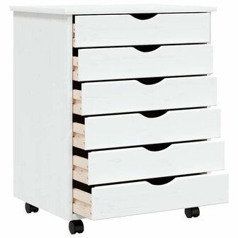 Ladekast MOSS verrijdbaar massief grenenhout wit 4