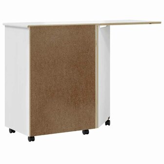 Ladekast met bureau MOSS verrijdbaar massief grenenhout wit 7