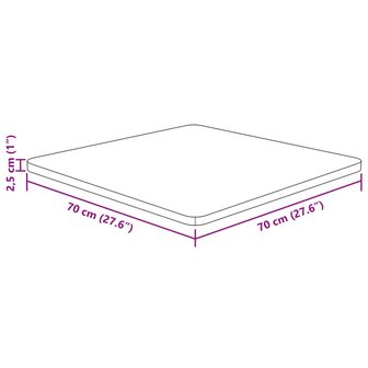 Tafelblad vierkant 70x70x2,5cm massief eiken lichtbruin 4