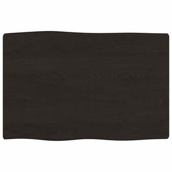 Tafelblad natuurlijke rand 60x40x2 cm eikenhout donkerbruin 2