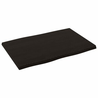 Tafelblad natuurlijke rand 60x40x2 cm eikenhout donkerbruin 4