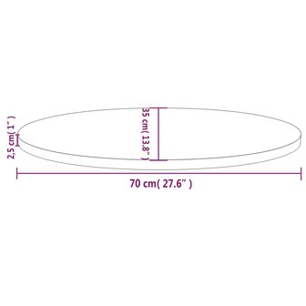 Tafelblad ovaal 70x35x2,5 cm massief grenenhout 7