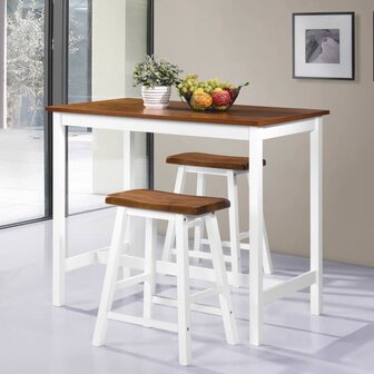 3-delige Bartafel en -krukkenset massief hout 1