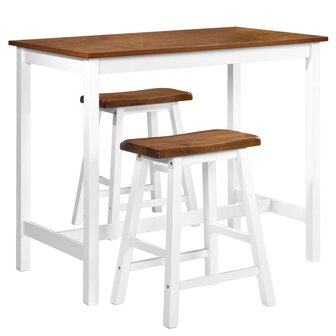 3-delige Bartafel en -krukkenset massief hout 2