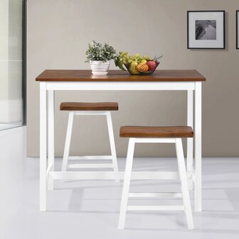 3-delige Bartafel en -krukkenset massief hout 3