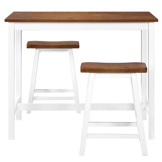 3-delige Bartafel en -krukkenset massief hout 4