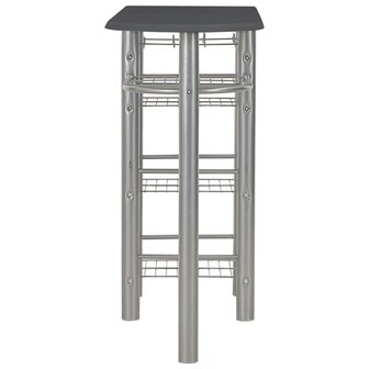 3-delige Barset met schappen hout en staal zwart 4