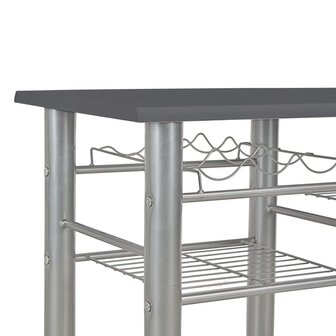 3-delige Barset met schappen hout en staal zwart 5