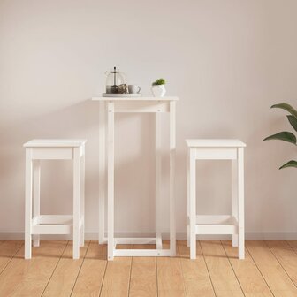 3-delige Barset massief grenenhout wit 1