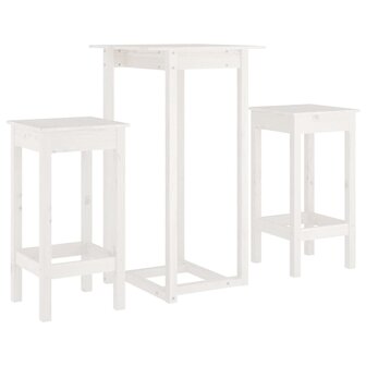 3-delige Barset massief grenenhout wit 2