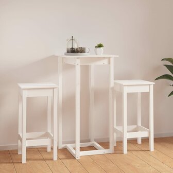 3-delige Barset massief grenenhout wit 3