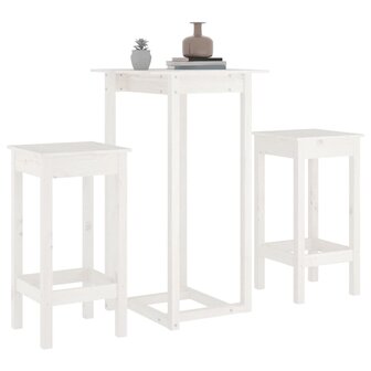 3-delige Barset massief grenenhout wit 4