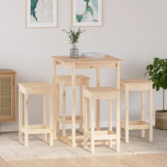 5-delige Barset massief grenenhout 1