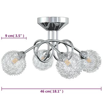 Plafondlamp met gaasdraad kappen voor 4 x G9 LED 6