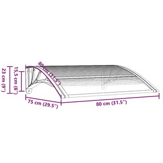 Deurluifel 80x75 cm polycarbonaat grijs en transparant 7