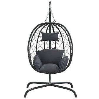 Hangstoel met kussen poly rattan en staal antracietkleurig 3