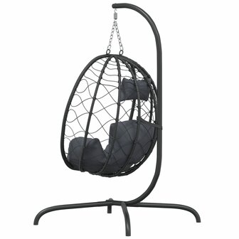 Hangstoel met kussen poly rattan en staal antracietkleurig 5