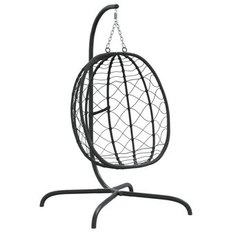 Hangstoel met kussen poly rattan en staal antracietkleurig 7