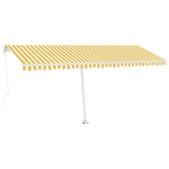 Luifel vrijstaand handmatig uittrekbaar 500x350 cm geel en wit 2