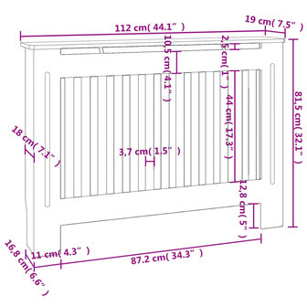 Radiatorombouw 2 st 112 cm MDF wit 4