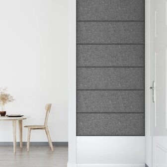 Wandpanelen 12 st 3,24 m&sup2; 90x30 cm stof lichtgrijs 6