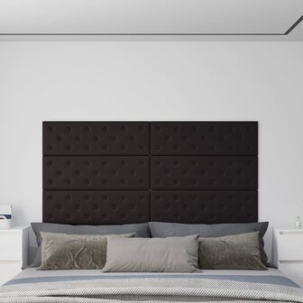 Wandpanelen 12 st 3,24 m&sup2; 90x30 cm kunstleer zwart 1