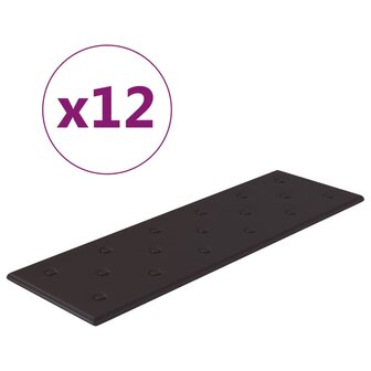 Wandpanelen 12 st 3,24 m&sup2; 90x30 cm kunstleer zwart 2