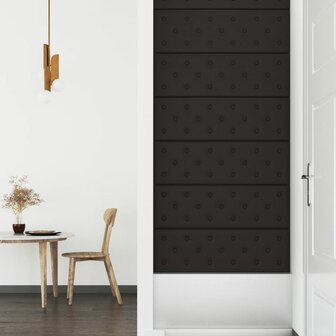Wandpanelen 12 st 3,24 m&sup2; 90x30 cm kunstleer zwart 4