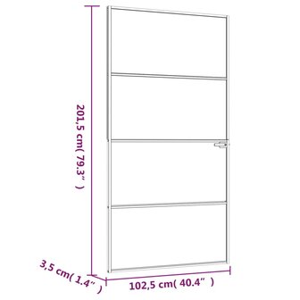 Binnendeur 102x201,5 cm gehard glas en aluminium smal zwart 8