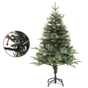Kerstboom met LED en dennenappels 120 cm PVC en PE groen 2