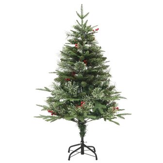 Kerstboom met LED en dennenappels 120 cm PVC en PE groen 3