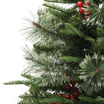 Kerstboom met LED en dennenappels 120 cm PVC en PE groen 8