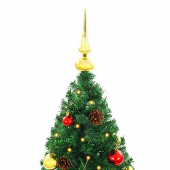 Kunstkerstboom met verlichting en kerstballen 150 cm groen 6