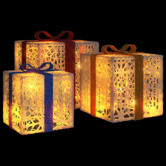 Kerstfiguur cadeaudoos 3 st verlicht 64 warmwitte LED&amp;apos;s 3