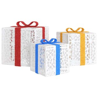 Kerstfiguur cadeaudoos 3 st verlicht 64 warmwitte LED&amp;apos;s 4
