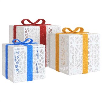 Kerstfiguur cadeaudoos 3 st verlicht 64 warmwitte LED&amp;apos;s 5