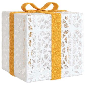 Kerstfiguur cadeaudoos 3 st verlicht 64 warmwitte LED&amp;apos;s 8