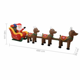 Kerstdecoratie opblaasbaar kerstman en rendieren LED 490 cm 9