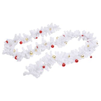Kerstslinger versierd met kerstballen 5 m wit 4