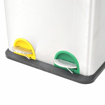 Pedaalemmer voor recycling 36 L roestvrij staal 3