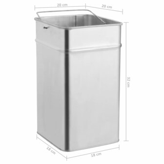 Asbak/prullenbak Hotel 36 L staal zwart 9